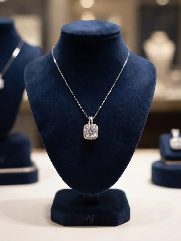 AAA+ Certified, Quality Sterling Silver-925, Gem Cubic Zirconia, Chain 18”, Weight 4.1 grams, ABC-SZ-1